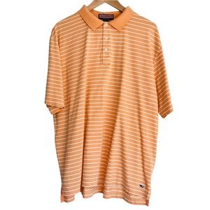 Vineyard Vines Men’s Striped Short Sleeve Polo Shirt Orange White Large